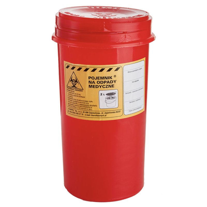 Pojemnik na odpady medyczne zużyte igły 2 litry