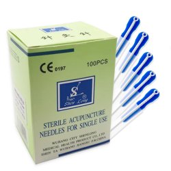 Silver handle needles with tube, silicone coated SHEN LONG 100 pcs