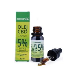 Olej CBD z konopi 5% 500 mg 10 ml Biokonopia