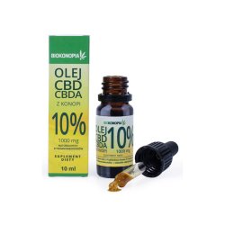 Olej CBD+CBDA z konopi 10% 1000 mg 10 ml Biokonopia